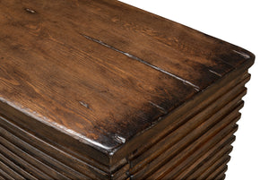 Sarreid Ribbed Remington Small Sideboard - Rustic Reclaimed Pine With Removable Shelf For Elegant Storage Tan  52750