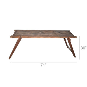 Homeroots 71" Brown Reclaimed Wood Distressed Folding Console Table - Stylish, Versatile & Space-saving Design!   527531