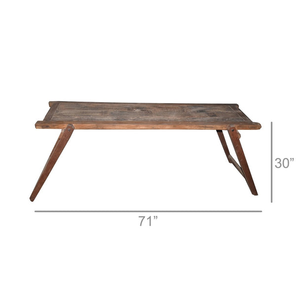 Homeroots 71" Brown Reclaimed Wood Distressed Folding Console Table - Stylish, Versatile & Space-saving Design!   527531