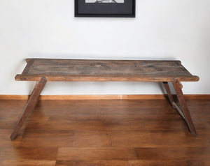 Homeroots 71" Brown Reclaimed Wood Distressed Folding Console Table - Stylish, Versatile & Space-saving Design!   527531