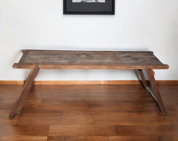 Homeroots 71" Brown Reclaimed Wood Distressed Folding Console Table - Stylish, Versatile & Space-saving Design!   527531