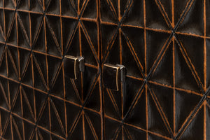 Sarreid Scrubboard Elegant Ebony Sideboard With 4 Doors & 2 Removable Shelves - Stylish Reclaimed Pine Design Black  52753