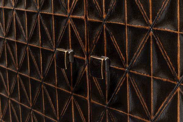 Sarreid Scrubboard Elegant Ebony Sideboard With 4 Doors & 2 Removable Shelves - Stylish Reclaimed Pine Design Black  52753