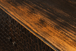 Sarreid Scrubboard Elegant Ebony Sideboard With 4 Doors & 2 Removable Shelves - Stylish Reclaimed Pine Design Black  52753