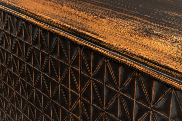 Sarreid Scrubboard Elegant Ebony Sideboard With 4 Doors & 2 Removable Shelves - Stylish Reclaimed Pine Design Black  52753