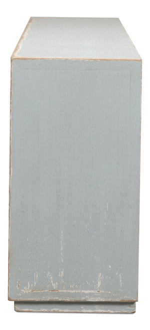 Sarreid Honeycomb Front Sideboard With 3 Removable Shelves - Stylish Reclaimed Pine In Aquamarine Blue Blue  52754