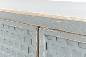 Sarreid Honeycomb Front Sideboard With 3 Removable Shelves - Stylish Reclaimed Pine In Aquamarine Blue Blue  52754