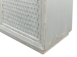 Sarreid Honeycomb Front Sideboard With 3 Removable Shelves - Stylish Reclaimed Pine In Aquamarine Blue Blue  52754