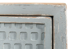 Sarreid Honeycomb Front Sideboard With 3 Removable Shelves - Stylish Reclaimed Pine In Aquamarine Blue Blue  52754