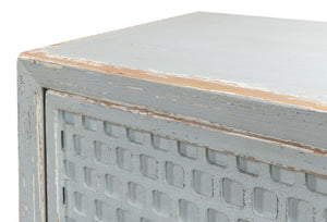 Sarreid Honeycomb Front Sideboard With 3 Removable Shelves - Stylish Reclaimed Pine In Aquamarine Blue Blue  52754