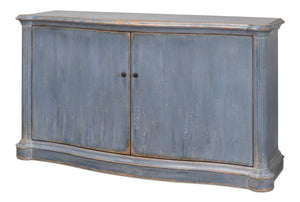 Sarreid Columns Bowfront Sideboard In Robins Egg Blue - Stylish Reclaimed Pine With 2 Removable Shelves Blue  52755