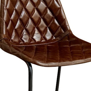 Homeroots 27" Brown And Black Leather And Iron Counter Height Bar Chair   527554