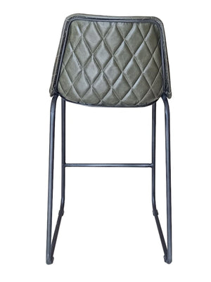 Homeroots 27" Green And Black Leather And Iron Counter Height Bar Chair   527555