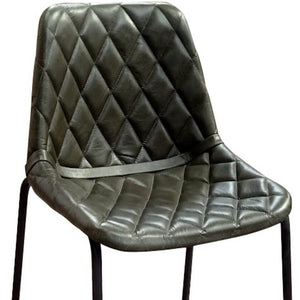 Homeroots 27" Green And Black Leather And Iron Counter Height Bar Chair   527555