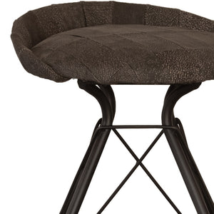 Homeroots 25" Brown And Black Leather And Iron Low Back Counter Height Swivel Bar Chair   527556