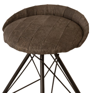 Homeroots 25" Brown And Black Leather And Iron Low Back Counter Height Swivel Bar Chair   527556