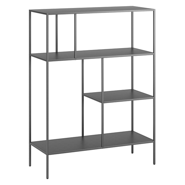 Homeroots 48" Gray Metal Four Tier Double Bookcase   527558