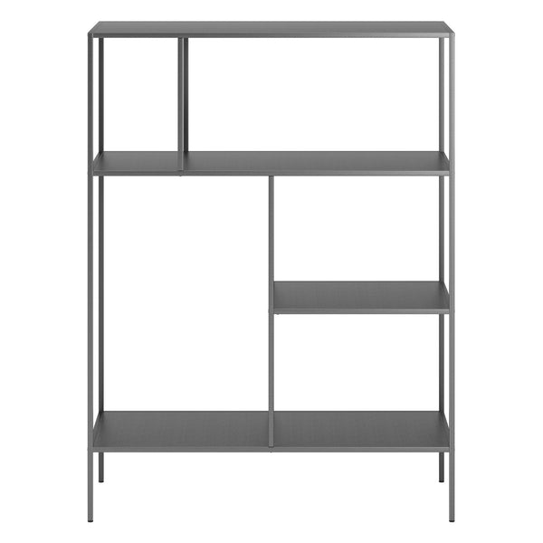 Homeroots 48" Gray Metal Four Tier Double Bookcase   527558