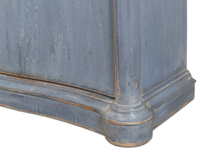 Sarreid Columns Bowfront Sideboard In Robins Egg Blue - Stylish Reclaimed Pine With 2 Removable Shelves Blue  52755