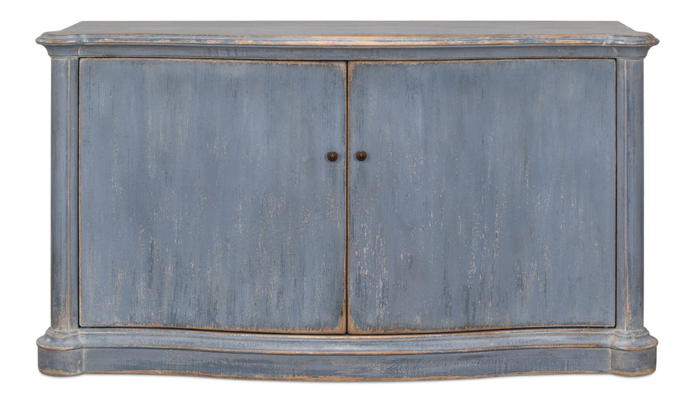 Sarreid Columns Bowfront Sideboard In Robins Egg Blue - Stylish Reclaimed Pine With 2 Removable Shelves Blue  52755