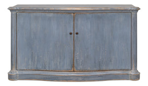 Sarreid Columns Bowfront Sideboard In Robins Egg Blue - Stylish Reclaimed Pine With 2 Removable Shelves Blue  52755