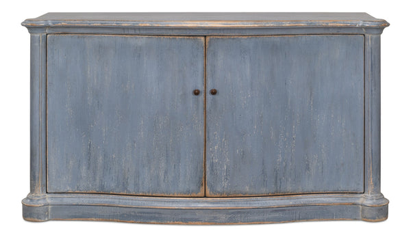 Sarreid Columns Bowfront Sideboard In Robins Egg Blue - Stylish Reclaimed Pine With 2 Removable Shelves Blue  52755