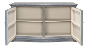 Sarreid Columns Bowfront Sideboard In Robins Egg Blue - Stylish Reclaimed Pine With 2 Removable Shelves Blue  52755