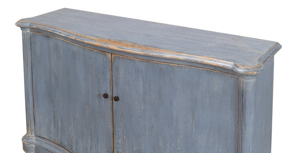 Sarreid Columns Bowfront Sideboard In Robins Egg Blue - Stylish Reclaimed Pine With 2 Removable Shelves Blue  52755
