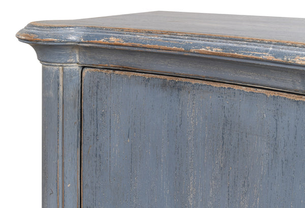 Sarreid Columns Bowfront Sideboard In Robins Egg Blue - Stylish Reclaimed Pine With 2 Removable Shelves Blue  52755