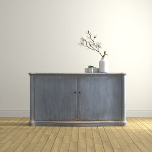 Sarreid Columns Bowfront Sideboard In Robins Egg Blue - Stylish Reclaimed Pine With 2 Removable Shelves Blue  52755