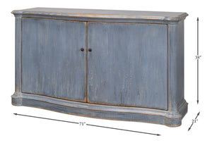 Sarreid Columns Bowfront Sideboard In Robins Egg Blue - Stylish Reclaimed Pine With 2 Removable Shelves Blue  52755