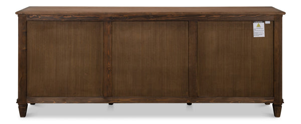 Sarreid French Country Sideboard - Reclaimed Pine With 3 Doors & Removable Shelves For Stylish Storage Tan  52756