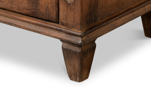 Sarreid French Country Sideboard - Reclaimed Pine With 3 Doors & Removable Shelves For Stylish Storage Tan  52756