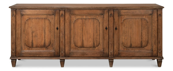 Sarreid French Country Sideboard - Reclaimed Pine With 3 Doors & Removable Shelves For Stylish Storage Tan  52756