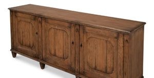 Sarreid French Country Sideboard - Reclaimed Pine With 3 Doors & Removable Shelves For Stylish Storage Tan  52756