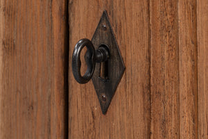 Sarreid French Country Sideboard - Reclaimed Pine With 3 Doors & Removable Shelves For Stylish Storage Tan  52756