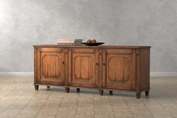 Sarreid French Country Sideboard - Reclaimed Pine With 3 Doors & Removable Shelves For Stylish Storage Tan  52756