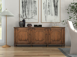 Sarreid French Country Sideboard - Reclaimed Pine With 3 Doors & Removable Shelves For Stylish Storage Tan  52756