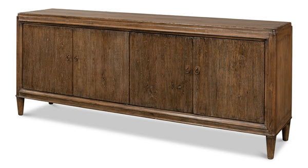 Sarreid Deco Wall Sideboard - Solid Elm Wood In Toast Brown With 4 Doors & 2 Removable Shelves For Storage Brown  52758