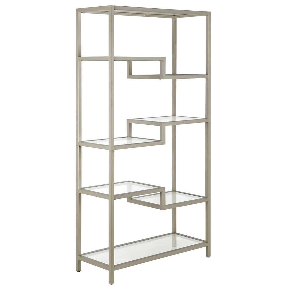 Homeroots 68" Silver Metal And Glass Seven Tier Etagere Bookcase   527580