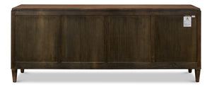 Sarreid Deco Wall Sideboard - Solid Elm Wood In Toast Brown With 4 Doors & 2 Removable Shelves For Storage Brown  52758