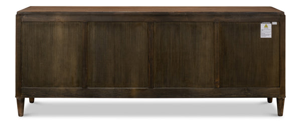 Sarreid Deco Wall Sideboard - Solid Elm Wood In Toast Brown With 4 Doors & 2 Removable Shelves For Storage Brown  52758