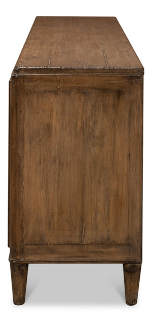 Sarreid Deco Wall Sideboard - Solid Elm Wood In Toast Brown With 4 Doors & 2 Removable Shelves For Storage Brown  52758