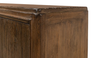 Sarreid Deco Wall Sideboard - Solid Elm Wood In Toast Brown With 4 Doors & 2 Removable Shelves For Storage Brown  52758