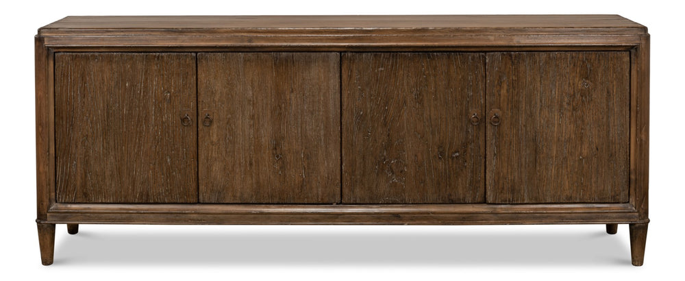 Sarreid Deco Wall Sideboard - Solid Elm Wood In Toast Brown With 4 Doors & 2 Removable Shelves For Storage Brown  52758