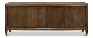 Sarreid Deco Wall Sideboard - Solid Elm Wood In Toast Brown With 4 Doors & 2 Removable Shelves For Storage Brown  52758