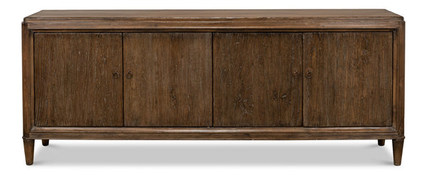 Sarreid Deco Wall Sideboard - Solid Elm Wood In Toast Brown With 4 Doors & 2 Removable Shelves For Storage Brown  52758