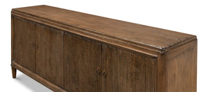 Sarreid Deco Wall Sideboard - Solid Elm Wood In Toast Brown With 4 Doors & 2 Removable Shelves For Storage Brown  52758