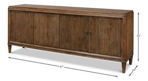 Sarreid Deco Wall Sideboard - Solid Elm Wood In Toast Brown With 4 Doors & 2 Removable Shelves For Storage Brown  52758