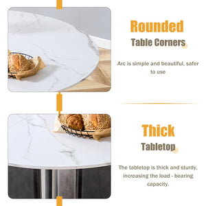 English Elm Round Mdf Dining Table with Gradient Cross Base Compact Modern Seating for Small Spaces White W3875S00028